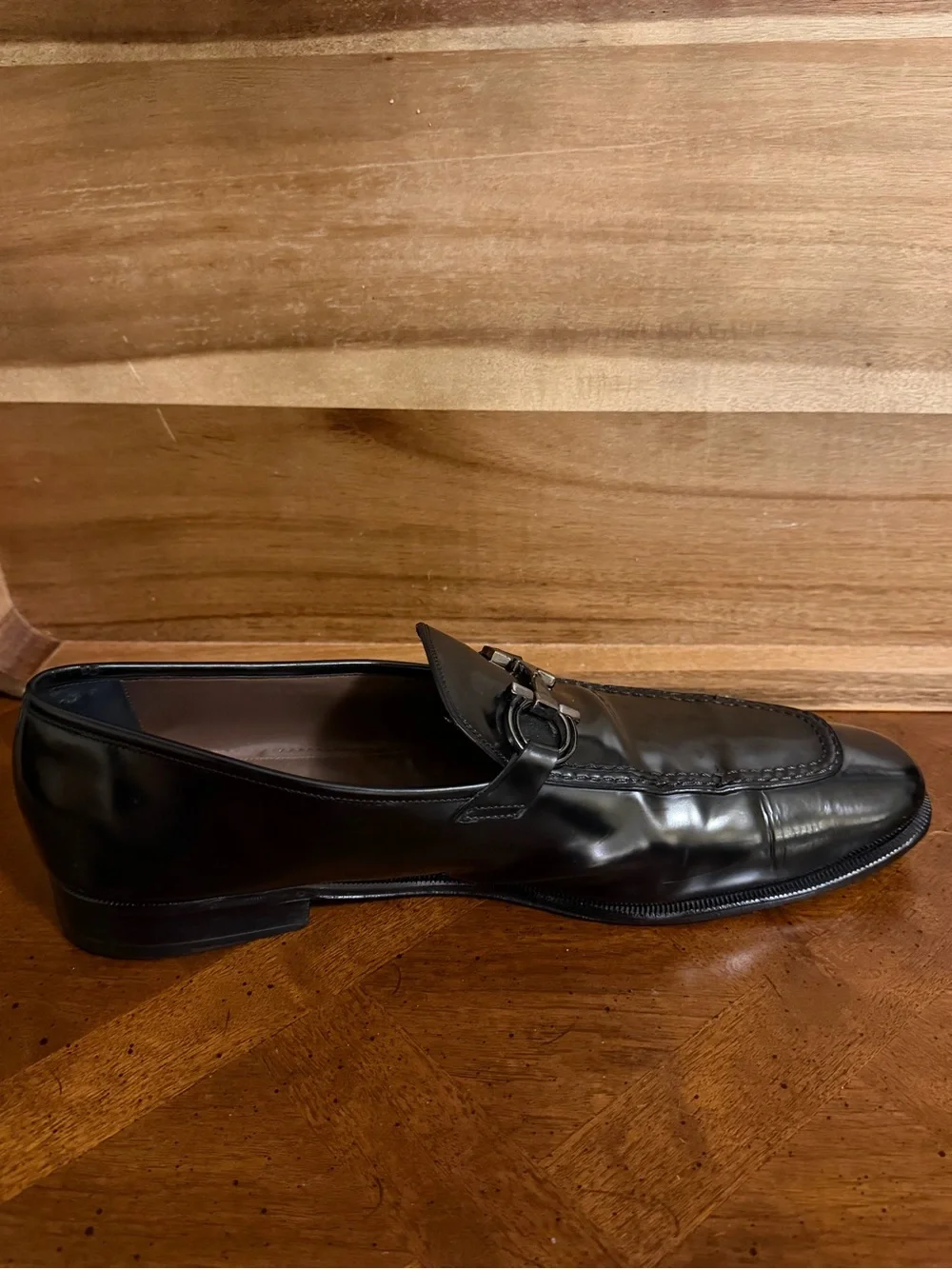 Salvatore Ferragamo Black Leather Bit Loafers with Gancini Bit Detail